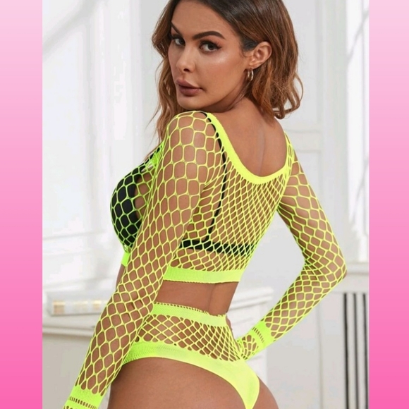 Bikini cover up sexy lingerie lime green - Picture 2 of 3